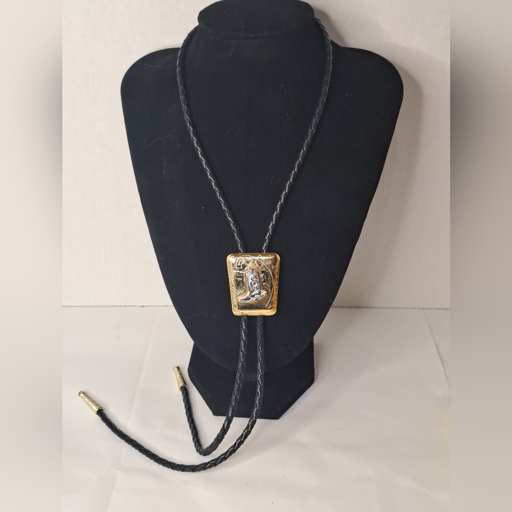 Men or Womens Retro Western Boot, Gold Tone Bolo Tie.